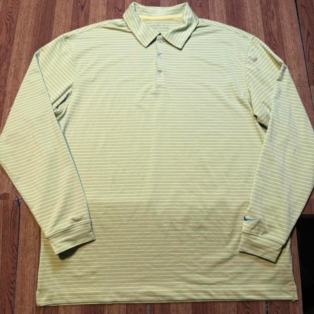 Nike Golf Green Striped Retro Tech Sportswear Sleeve Shirt Large